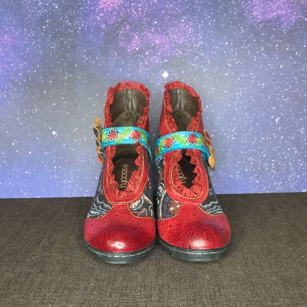 Socofy Colorful Floral Mary Jane Shoes